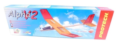 A Protech Alpha V2 kit built aeroplane, boxed.