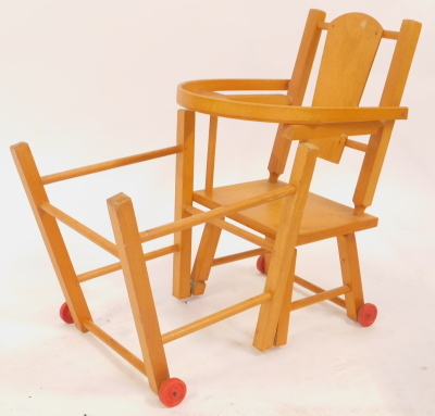 Doll's furniture, comprising a folding highchair and a rocking crib. (2) - 2