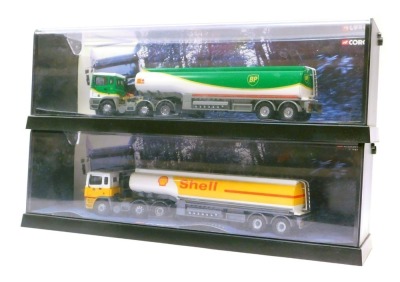 Two Corgi Modern Trucks, comprising an ERF tanker BP 75103 and ERF tanker Shell 75102, boxed. (2)