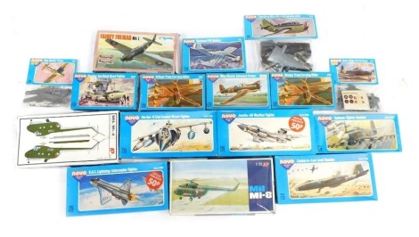 A collection of Novo and other aircraft kit builds, to include BAC Lighting Interceptor Fighter, Harrier Stole Ground Attack Fighter, Canberra Bomber, Javelin All Weather Fighter, Hotspur Troop carrying glider (x2), Miles Master Advance Trainer, Hawker Se