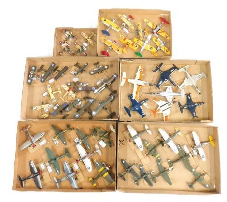 Various kit built model aircraft, to include P40, Buster, Focke Wulf, etc. (6 boxes)