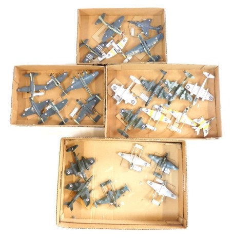 Various kit built model aircraft, to include Vampire, Sea Hawk, Fairy Firefly, etc. (4 boxes)