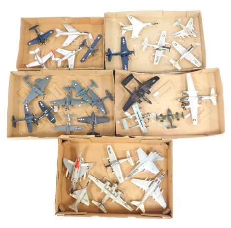 Various kit built model aircraft, to include Focke Wulf Messerschmitt, Chance Vought, etc. (5 boxes)