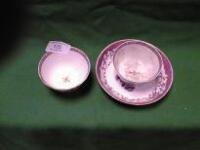 Two Chinese Tea Bowls and a Saucer