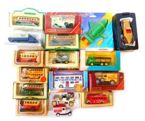 Collectors diecast cars, comprising Matchbox Thunderbirds Thunderbird 2, Lledo and Matchbox Models of Yesteryear, Superkings K15, etc. (1 tray)