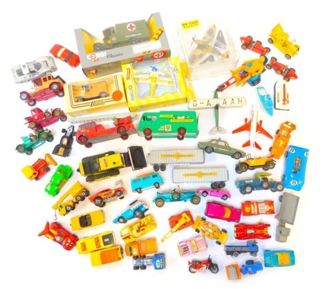 Diecast vehicles, play worn, to include Corgi Roy Grossen roller, 1929 Thorneycroft Van, Easy Rider, promotional vehicles, Models of Yesteryear, etc. (1 box)