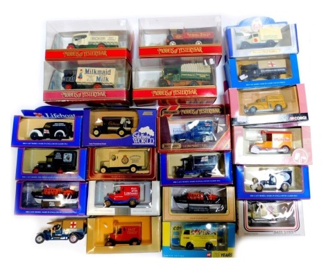 Corgi, Lledo and Matchbox Models of Yesteryear, diecast collector's vehicles, to include Cadbury's World Lifeboats, trucks, etc., boxed. (1 box)