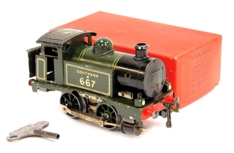 A Hornby OO gauge tin plate M1 locomotive, Southern 667, boxed.