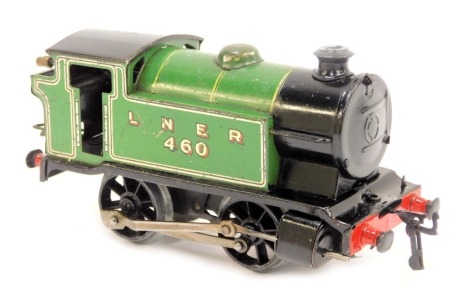 A Hornby tin plate clockwork locomotive, LNER 460, green livery.