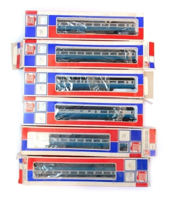 Jouef OO gauge Intercity coaches, blue and grey, boxed. (6)