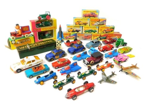 Corgi and Matchbox diecast, including Y5 Matchbox 1929 4S Bentley, Y2 Matchbox 1911 Renault two seater, Matchbox Super Fast 56, BMC 1800 Pininfarina, Matchbox 69 security truck, Fozzy Bears Muppet Show truck, Corgi Volkswagen 1300 Saloon, boxed and unboxe