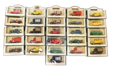 Days Gone By Lledo boxed diecast, including Rolls Royce D back blue Rolls Royce, 1930 Bentley 4.5ltr, 1934 Chevrolet delivery van Brooke Bond Tea, 1934 model A Ford van GPO, 1928 Chevrolet box van Madame Tussauds, 1932 AEC Regal single deck bus Green Line