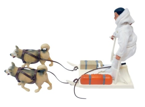 Hasbro Action Man, with sledge and two dogs.