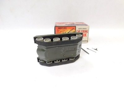 A Marx battery operated cap firing camouflage battery operated tank, boxed. - 2