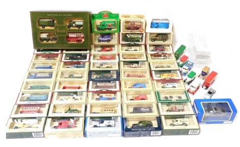 A collection of diecast playworn vehicles, to include three Harrod's Exclusive Edition sets, loose trucks, Models of Yesteryear and others. (1 box)