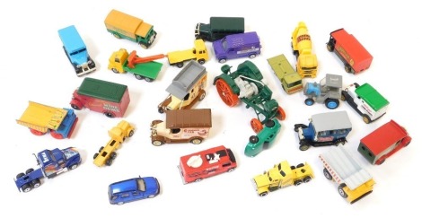 A collection of Models of Yesteryear, unboxed, playworn diecast cars, Kellogg's advertising truck, Corgi and others. (1 box)