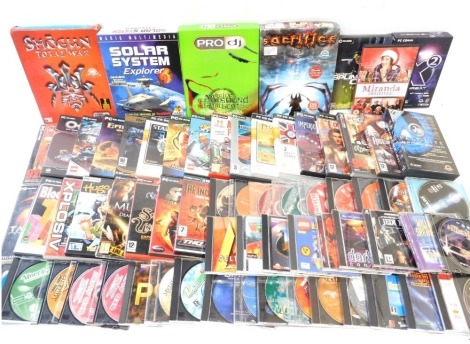 PC games and CDs, to include Long Bow, Sacrifice, Pro DJ, Solar System Explorer, Orb, Spy Kids and others. (1 box)