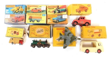 Matchbox and Dinky boxed vehicles, comprising The Matchbox 26 site dumper, Matchbox number 2, Matchbox Superfast 13 badger buggy, 21 Renault 5TL, Matchbox Superfast 62 Renault, Matchbox 69 security truck, a Models of Yesteryear by Lesney number 14, Matchb