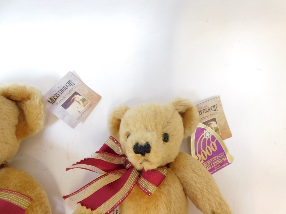 Two Merry Thought mohair blonde plush jointed Teddy bears