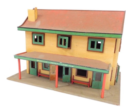 An early 20thC scratch built Belgian Railway Station, La Gare de Duffel, 85cm wide.