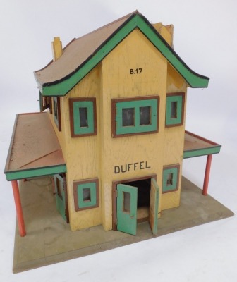 An early 20thC scratch built Belgian Railway Station, La Gare de Duffel, 85cm wide. - 2