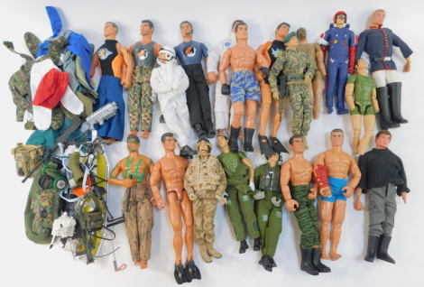 Palitoy Action Man and Mattel Action Men, including weapons and accessories, etc. (1 box)