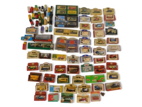 Boxed and unboxed diecast vehicles, including Oxford Diecast The Royal British Legion, Lledo The Dambusters 50th anniversary special edition set, Lledo Rington's Transport from a Bygone Era, etc. (2 boxes and 1 tray)