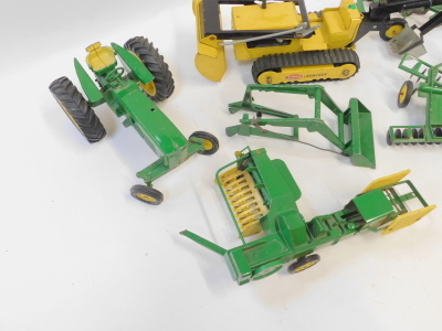 Ertl and Tonka diecast, comprising Tonka trencher bulldozer, John Deere tractor, John Deere plough, John Deere cultivator, and John Deere baler. (5) - 3