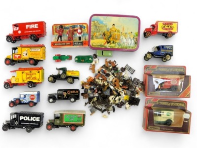 Britains, Matchbox and other diecast and figures, including Matchbox Models of Yesteryear, farmyard figures, etc.