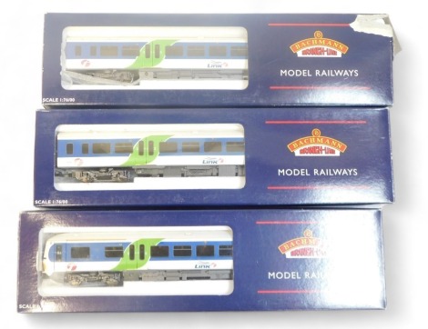 A Bachmann Branchline OO gauge class 166 turbo three car DMU set First Great Western Link, 31-027, boxed,