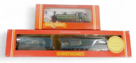 Hornby OO gauge locomotives, including a GNR class J13 saddle tank locomotive, and a class A4 Gadwall in LNER garter blue, boxed. (2)