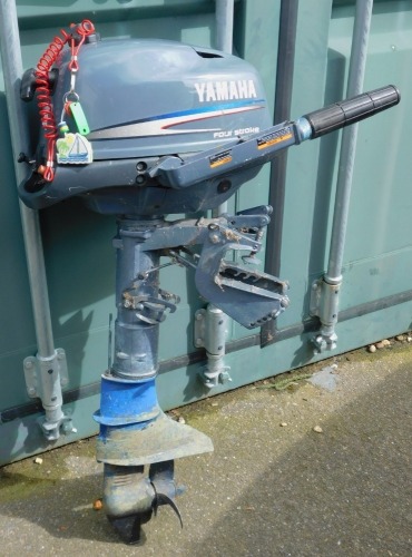 A Yamaha F4BMHL 4HP 4-stroke outboard motor.