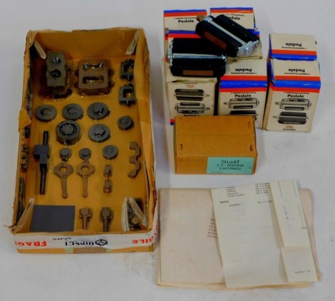 A group of parts, to include The Stewart engine castings, and various Union Frondenberg pedals, boxed. (2 boxes)