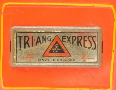 A Tri-ang Express tinplate red locomotive. - 2