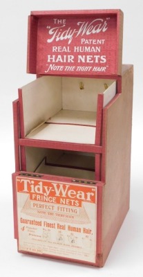 An early 20thC Tidy-Wear shop display box, for real human hair nets, and fringe nets, with advertised prices, 39cm high, 20cm wide. - 2