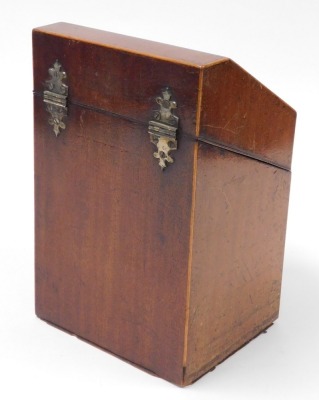 A George III mahogany and boxwood inlaid knife box, of serpentine form, the hinged lid opening to reveal a fitted interior, 32cm high, 20cm wide. - 3