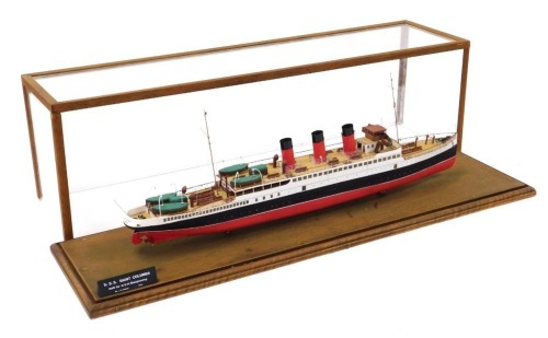 A scale model off the coastal steamer Saint Columba, formerly the Queen Alexandra, perspex cased, model 58cm wide.