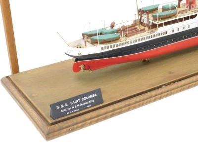 A scale model off the coastal steamer Saint Columba, formerly the Queen Alexandra, perspex cased, model 58cm wide. - 3