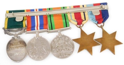 A WWII group of medals, comprising Territorial Efficiency medal, named to GNR A E Webb R.A, 1450220, 1939-1945 Star, Africa Star with 8th Army clasp, Defence medal and 1939-1945 medal. - 2