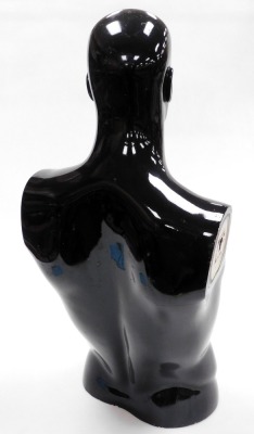 A late 20thC black plastic male mannequin waist length figure, 81cm high. - 2