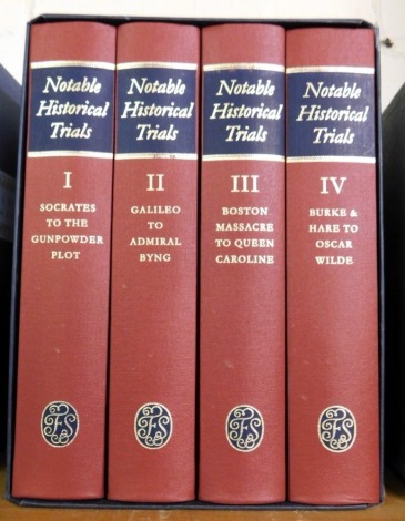 Books. Notable Historical Trials, four vols, Socretes to Oscar Wilde, tooled red cloth, in a slipcase, published by the Folio Society.