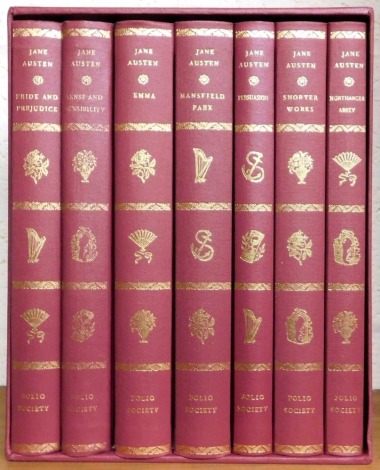 Austen (Jane). The Works, gilt tooled red cloth, seven vols, with slipcase, published by the Folio Society.