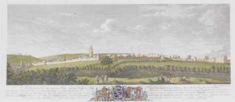 James Fittler (English 1758-1835). View of the town of Newcastle upon Tyne, taken from the Shield-field and dedicated to Hugh, Duke and Earl of Northumberland, coloured engraving, 20cm x 44cm.