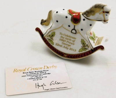 A Royal Crown Derby Royal Baby Rocking Horse, to celebrate the birth of His Royal Highness Prince George of Cambridge, 22nd July 2013, limited edition 422/750, and Christening Jack in the Box, to celebrate the christening of HRH Prince George Alexander Lo - 2