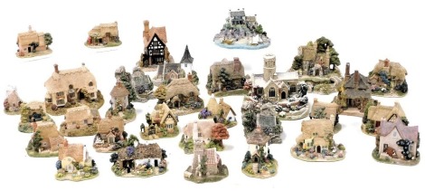 A group of Lilliput Lane and other cottages, including Lead Kindly Light in Winter, Convent in the Woods, Swan Inn, Greenstead Church, and Diamond Cottage. (qty)