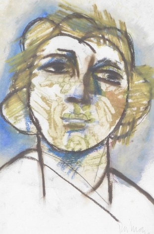 20thC School. Head and shoulder study of a lady, pastel, signed indistinctly, 37cm x 25cm.