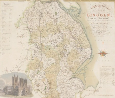 A Greenwood and Company map of the county of Lincoln, from an actual survey made in the years 1827 and 1828, coloured engraving by Josiah Neele, published by Greenwood and Company, London, 1831, 63cm x 74cm.