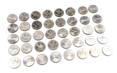 Forty Queen Elizabeth II Silver Jubilee crowns.