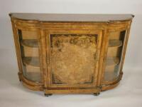 A Victorian burr walnut and marquetry credenza