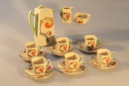 A Royal Doulton 'Syren' pattern Art Deco part coffee service